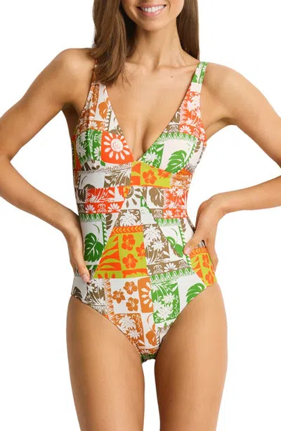 Sea Level Panel Line One-piece Swimsuit In Neutral