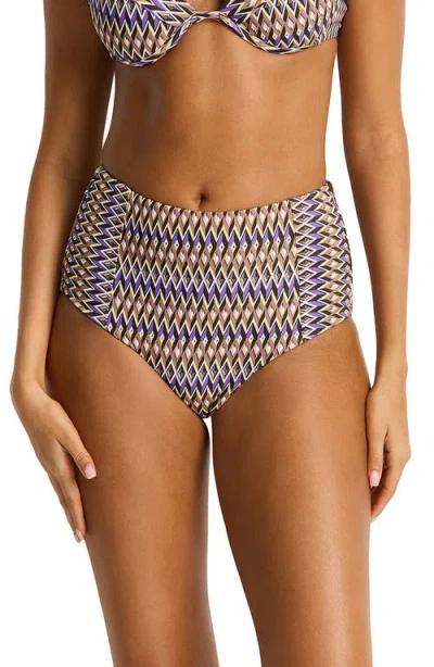 Sea Level Panelled High Waist Bikini Bottoms In Cocoa