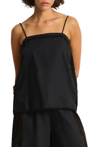 Sea Level Panelled Shift Cover-up Cami Top In Black