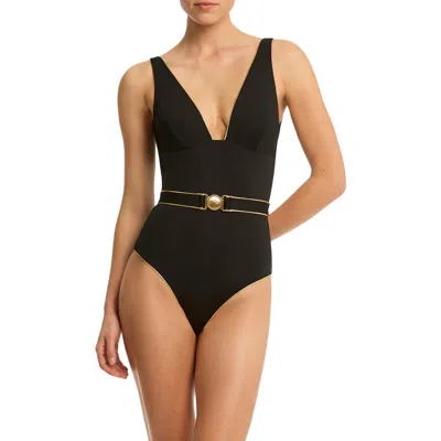 Sea Level Piper Belted One-piece Swimsuit In Black