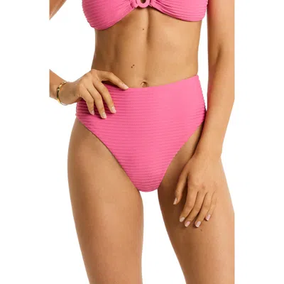 Sea Level Retro High Waist Bikini Bottoms In Candy