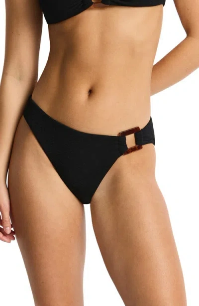 Sea Level Ring Bikini Bottoms In Black