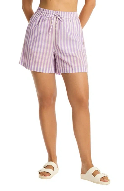 Sea Level Sails Boardwalk Cover-up Shorts In Lavender