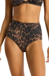 Sea Level Savanna High Waist Bikini Bottoms In Animal Print