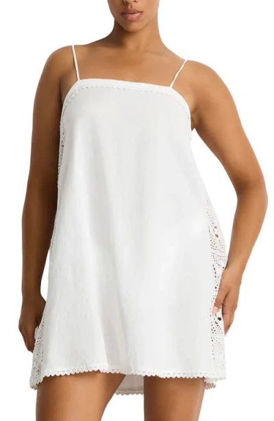 Sea Level Shore Linen Panelled Cover-up Dress In White