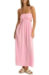 Sea Level Smocked Bodice Cotton Seersucker Cover-up Dress In Pink