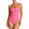 Sea Level Spinnaker Textured Rib One-piece Swimsuit In Candy