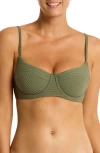 Sea Level Spinnaker Underwire Balconette Bikini Top In Khaki