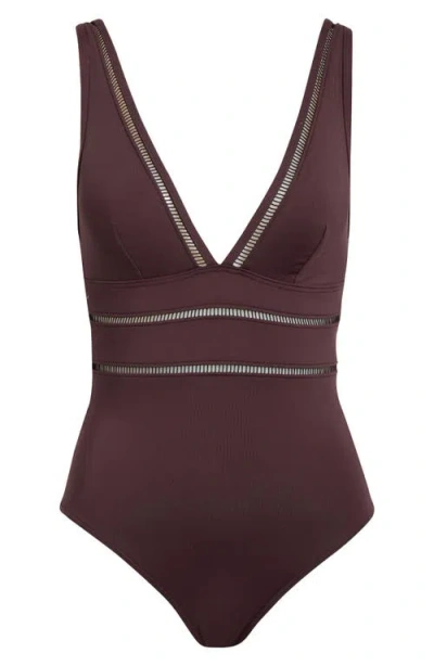 Sea Level Spliced Plunge One-piece In Brown
