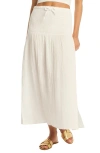 Sea Level Sunset Beach Cotton Gauze Cover-up Skirt In White