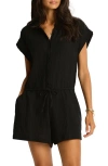 Sea Level Sunset Cover-up Romper In Black