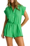 Sea Level Sunset Cover-up Romper In Green