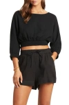 Sea Level Sunset Crop Blouse In Black