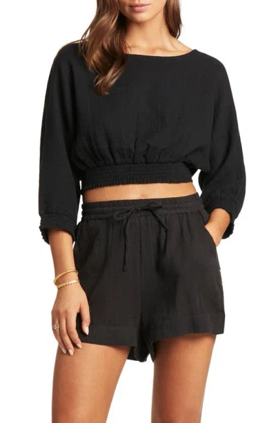 Sea Level Sunset Crop Blouse In Black