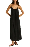 Sea Level Sunset Tie Back Cover-up Dress In Black
