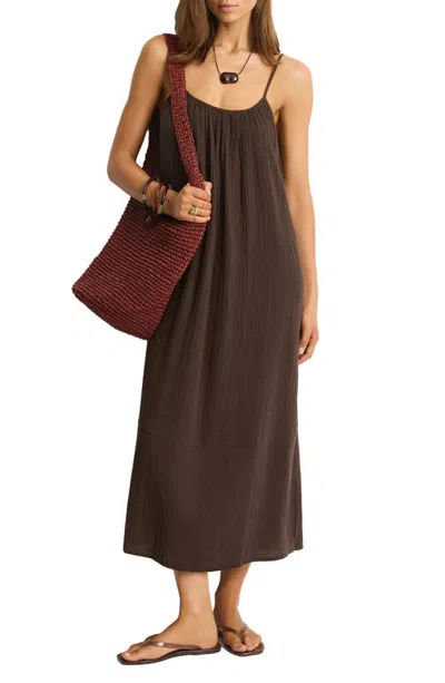 Sea Level Sunset Tie Back Cover-up Dress In Brown
