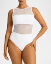 Sea Level Swim Mesh High Neck One-piece Swimsuit In White