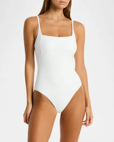 Sea Level Swim Square-neck One-piece Swimsuit In White