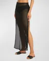 Sea Level Swim Surf Mesh Long Skirt In Black