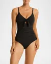 SEA LEVEL SWIM TIE FRONT ONE-PIECE SWIMSUIT (DD-E CUP)