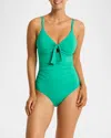 Sea Level Swim Tie Front One-piece Swimsuit (dd-e Cup) In Evergreen