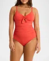 Sea Level Swim Tie Front One-piece Swimsuit (dd-e Cup) In Flame