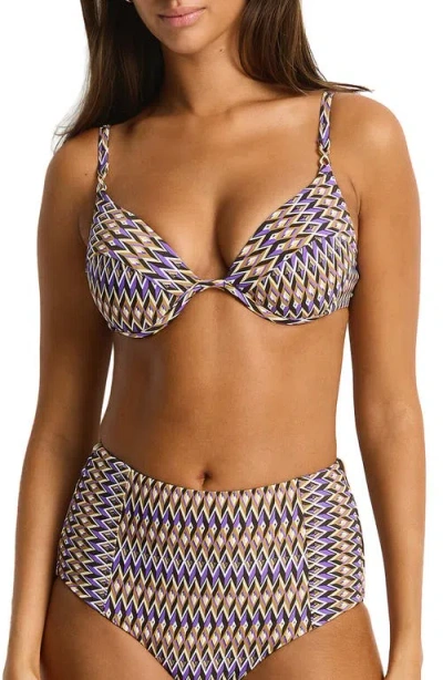 Sea Level Tessera Underwire Push-up Bikini Top In Cocoa