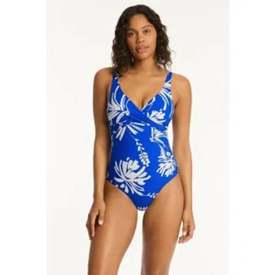 Sea Level Tradewind Cross Front Cobalt Swimsuit In Blue