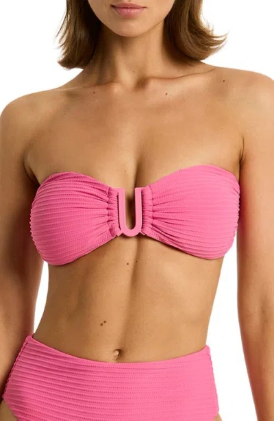 Sea Level U-bar Bandeau Bikini Top In Candy