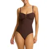 Sea Level U-bar Bandeau One-piece Swimsuit In Cocoa