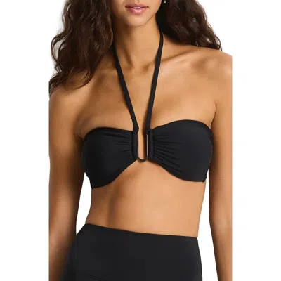 Sea Level U-bar Underwire Bandeau Swim Top In Black