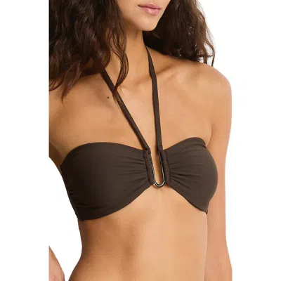Sea Level U-bar Underwire Bandeau Swim Top In Brown