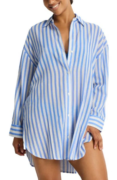 Sea Level Vacay Cruise Cover-up Shirt In Blue