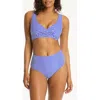 Sea Level Varsity Paneled High Waist Bikini Bottoms
