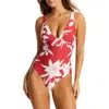 Sea Level Veridian Longline Tie Back One-piece Swimsuit In Red