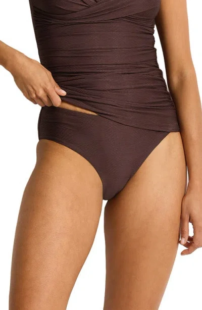 Sea Level Zen Mid Bikini Bottoms In Cocoa