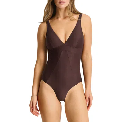Sea Level Zen Scoop Back Panel One-piece Swimsuit In Brown