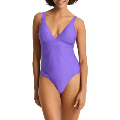 Sea Level Zen Scoop Back Panel One-piece Swimsuit In Purple