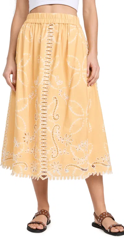 Sea Liat Embroidery Skirt Yellow