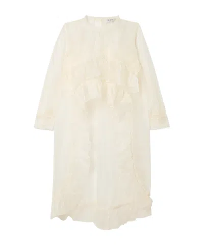 Sea Cornelia Asymmetric Ruffled Silk-organza Top In White