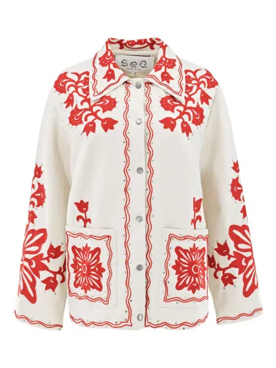Sea Liliana Applique-floral Jacket In White