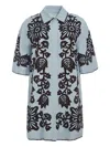 Sea Liliana Applique-floral Shirt Mini Dress In Blue
