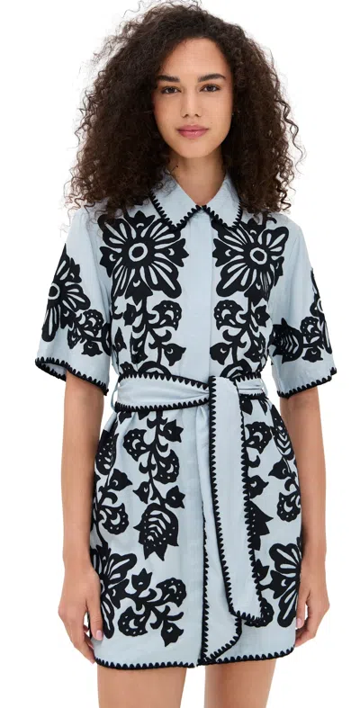 Sea Liliana Applique Mini Shirt Dress Sky In Blue