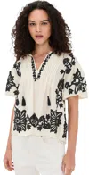 Sea Liliana Short-sleeve Appliqué Top In White