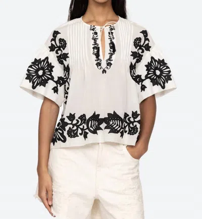 Sea Liliana Applique Top In Black In Multi