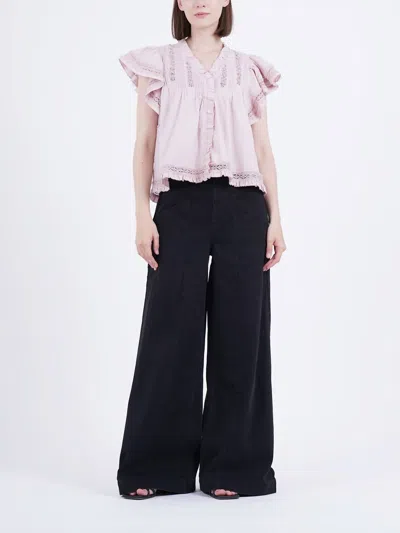 Sea Lilith Flutter Sleeve Top In Blossom In Pink