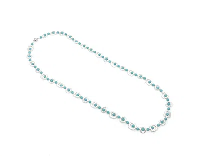 Sea Lily Women's Long Necklace In Silver/turquoise In Blue