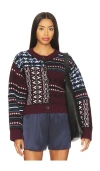 Sea Linea Paneled Fair Isle Merino Wool Cardigan In Burgundy