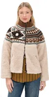 Sea Linea Fair Isle Knit Combo Fleece Jacket Multi In Neutral