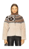 Sea Linea Fair Isle Knit Combo Fleece Jacket In Neutral